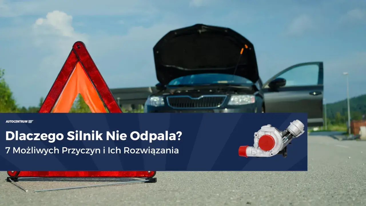 Awaryjny trójkąt i auto z otwartą maską. Silnik diesel zgasł podczas jazdy i nie odpala.