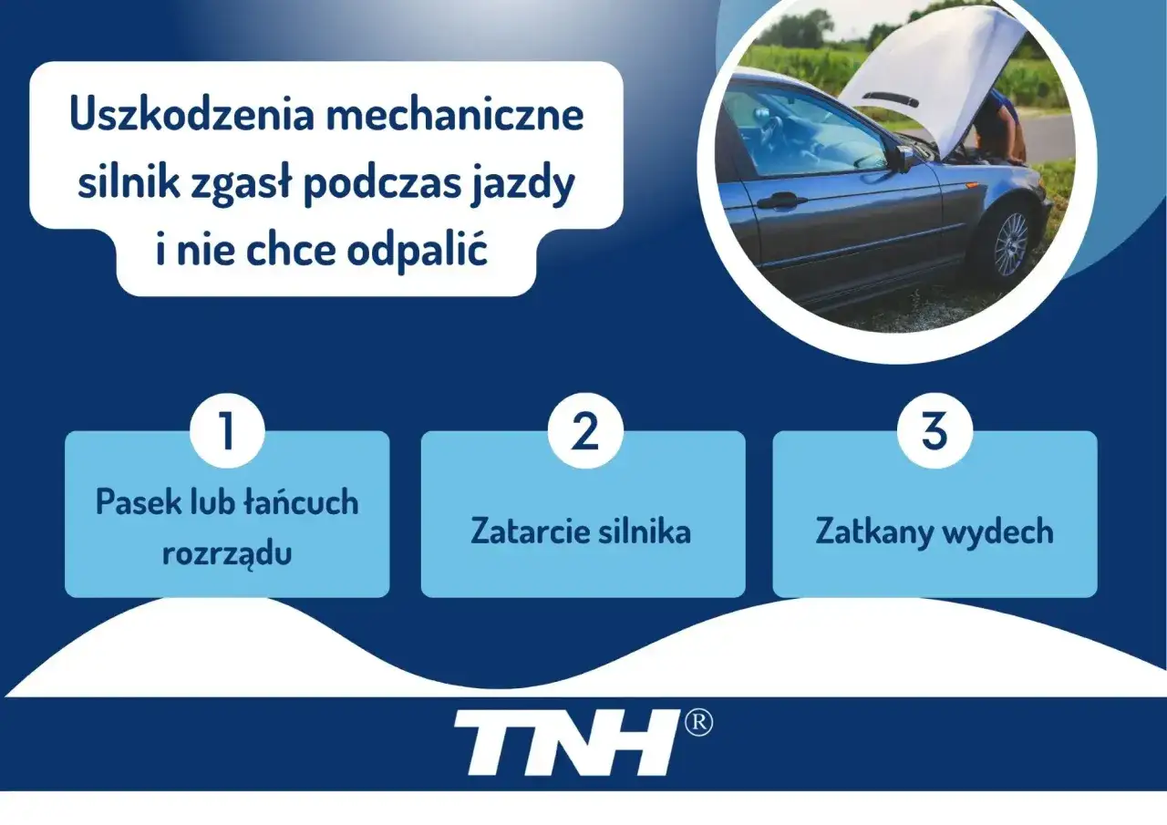 Auto odpala i gaśnie? Przyczyny: pasek rozrządu, zatarcia silnika, zatkany wydech. Mechanik sprawdza silnik pod maską.